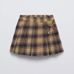 Zara Girl Plaid Box Pleat Bow Skort NWT Size 1.5Y
